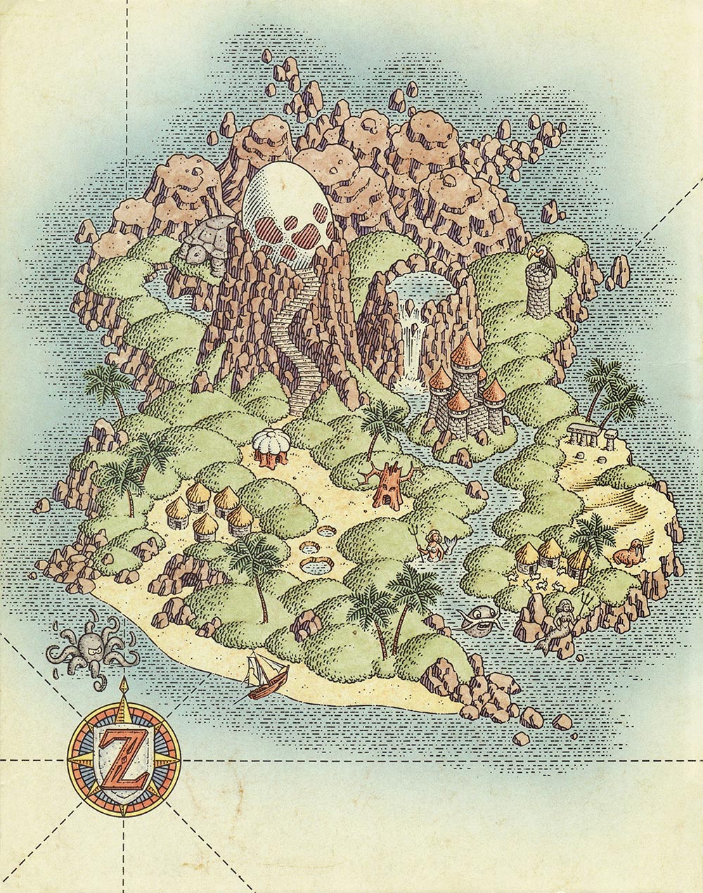 Koholint Island Map Illustration from The Legend of Zelda: Link's Awakening