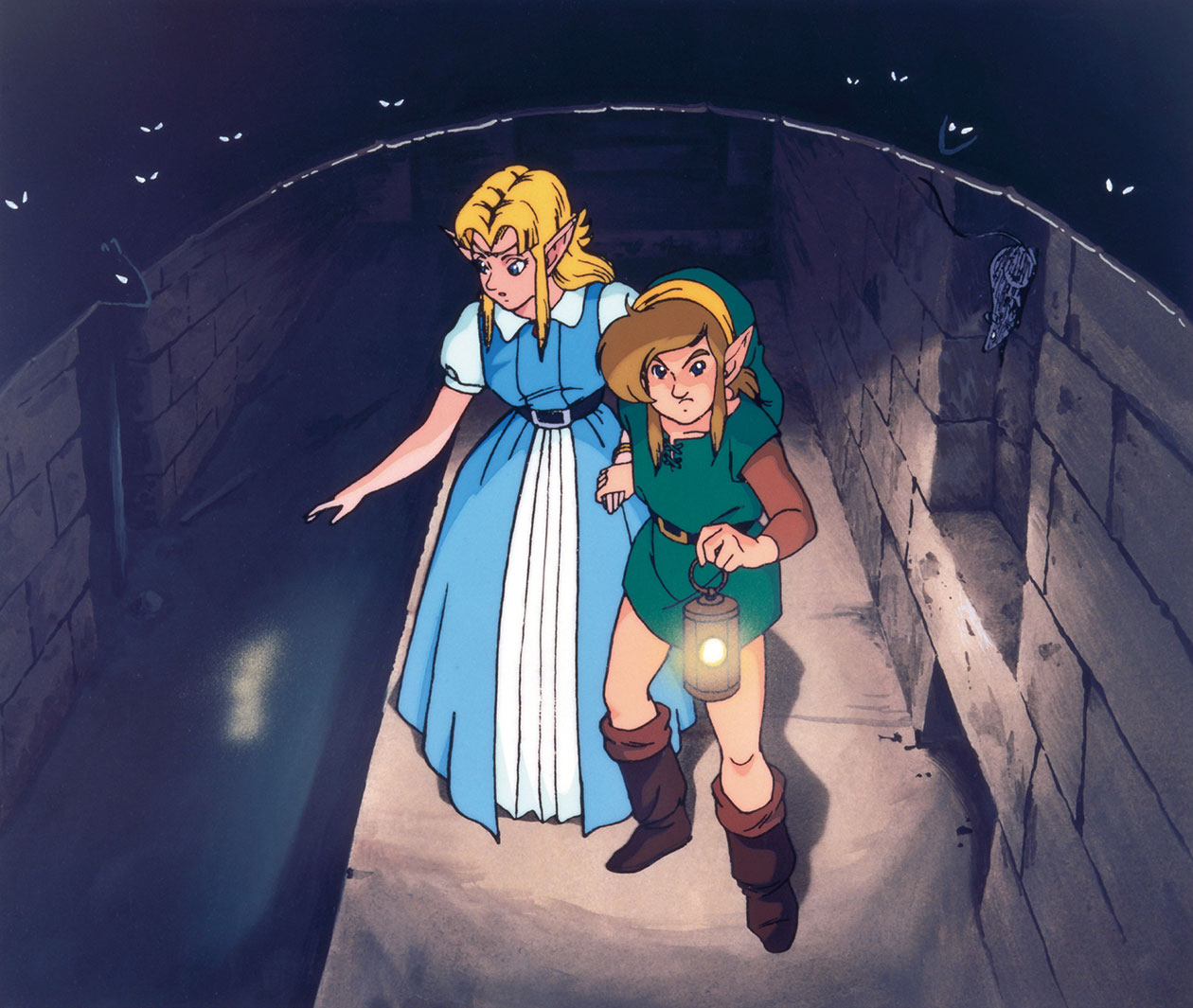 Link and Zelda in Sewer Passageway Art from The Legend of Zelda: A Link to the Past
