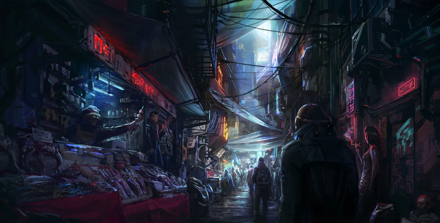 Neon Hawker Alley Art from Starfield