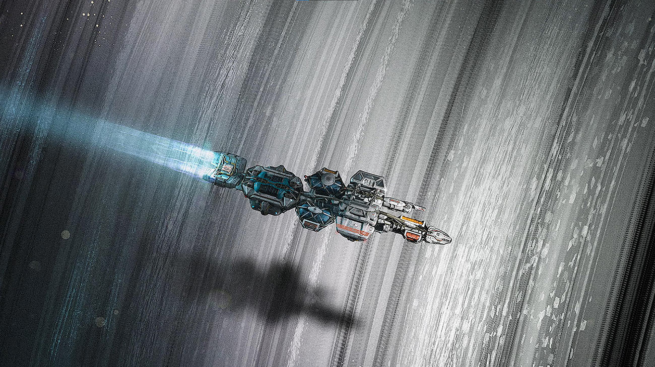RS-2556 A Ship over Planetary Ring Art from Starfield