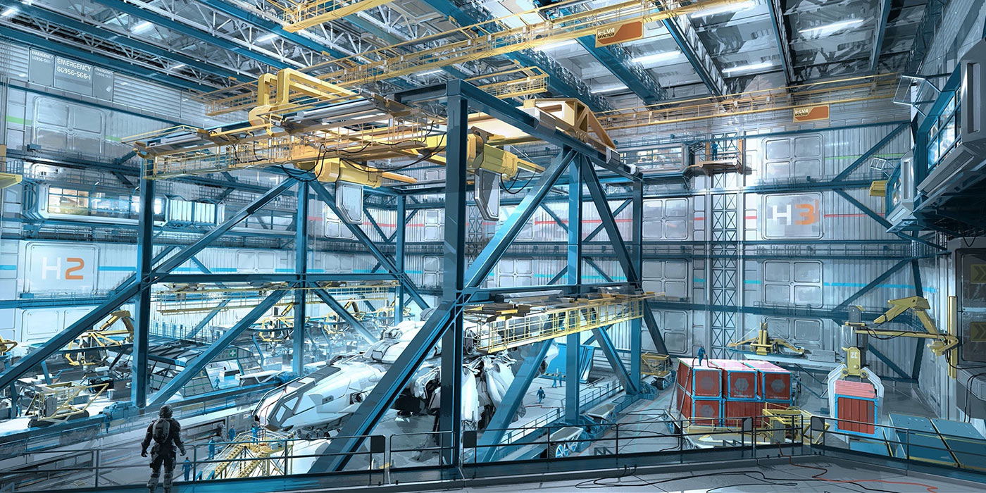 Spaceship Hangar Art from Starfield