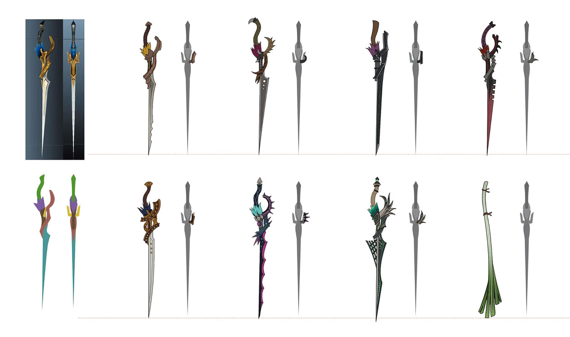 Hawk Weapon Designs from Ys IX: Monstrum Nox