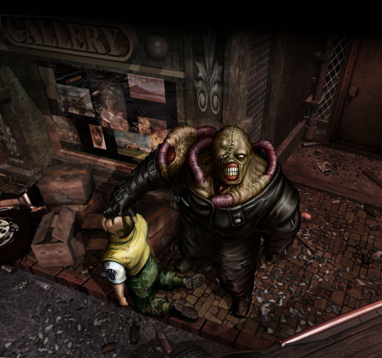 Nemesis and Brad Vickers Promo Art from Resident Evil 3: Nemesis