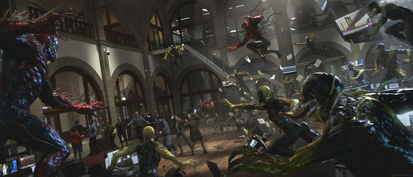 Daily Bugle Symbiote Invasion Key Frame Art from Spider-Man 2 (2023)