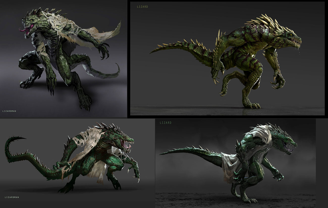 Lizardman Concept Art from Spider-Man 2 (2023)