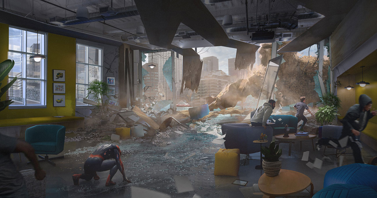 Sandman Office Attack Art from Spider-Man 2 (2023)
