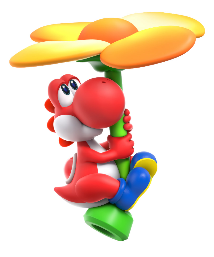 Red Yoshi and Propeller Flower Art from Super Mario Bros. Wonder