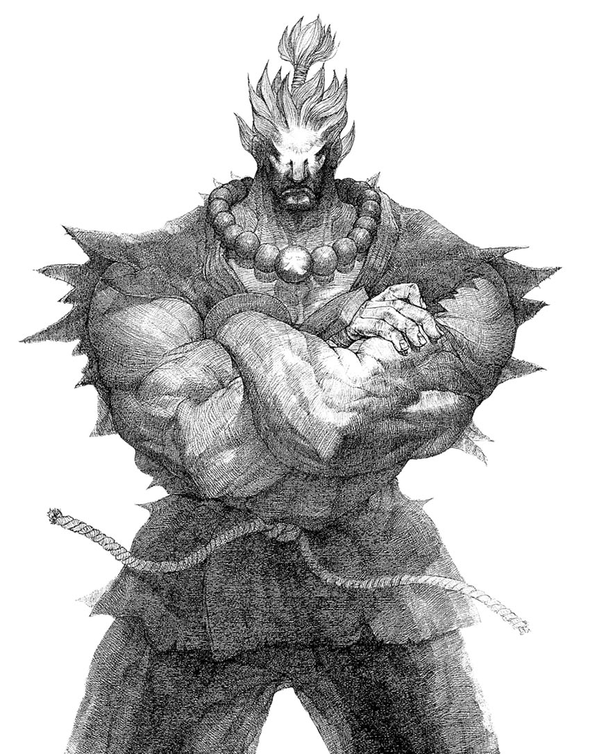 Akuma Portrait Sketch from Super Street Fighter II Turbo