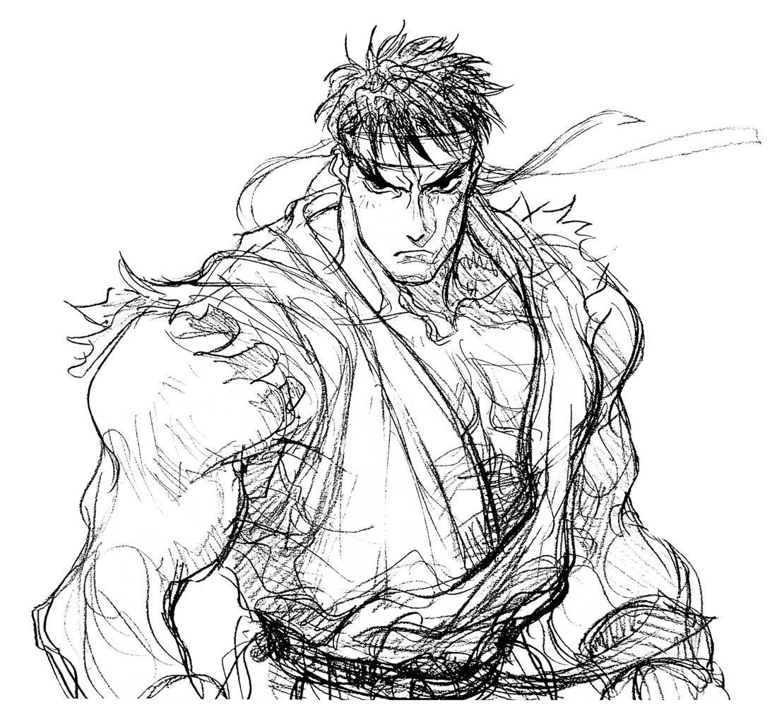 Ryu Portrait Sketch from Super Street Fighter II Turbo
