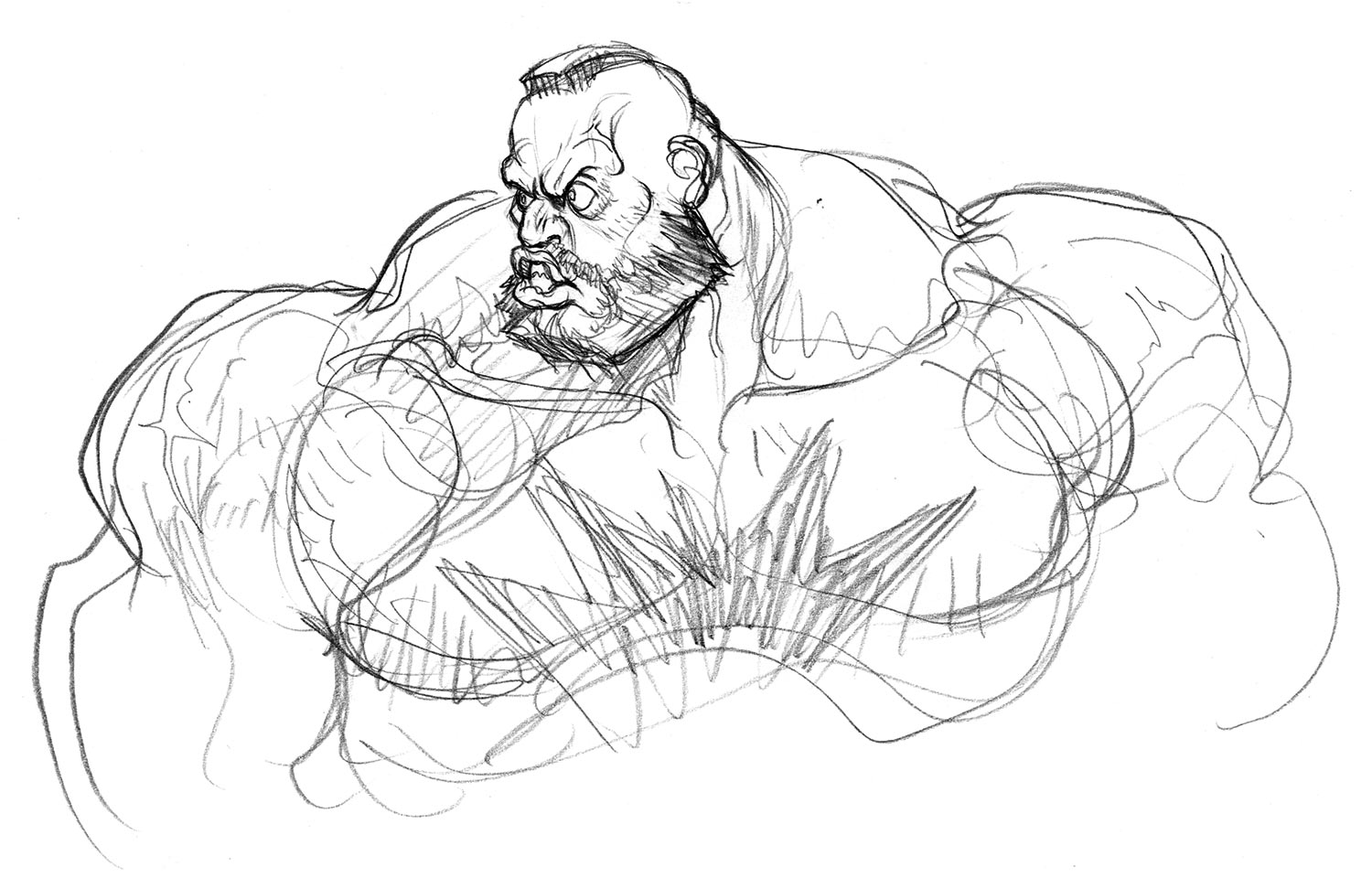Zangief Portrait Sketch from Super Street Fighter II Turbo