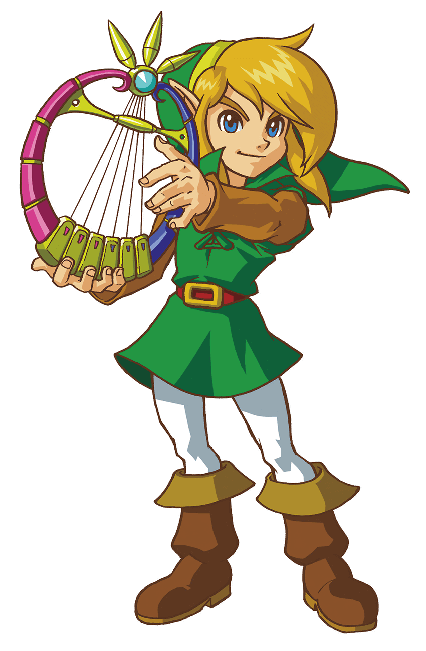 Link and Harp of Ages Art from The Legend of Zelda: Oracle of Seasons and Oracle of Ages