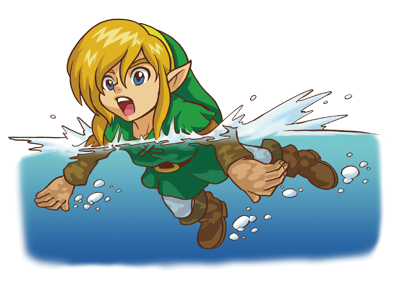 Link Swimming Art from The Legend of Zelda: Oracle of Seasons and Oracle of Ages