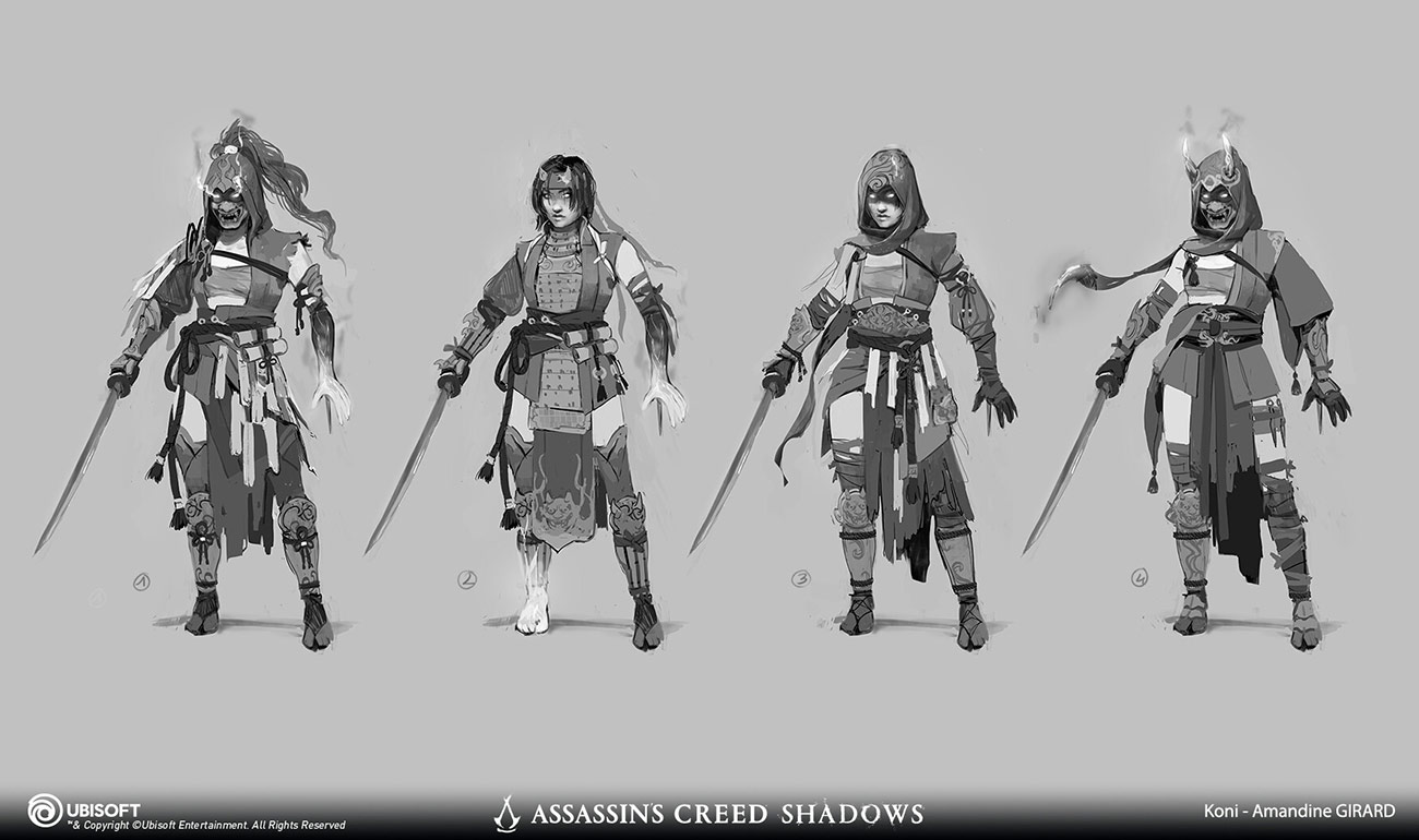 Naoe Kaen Armor Sketches from Assassin's Creed Shadows