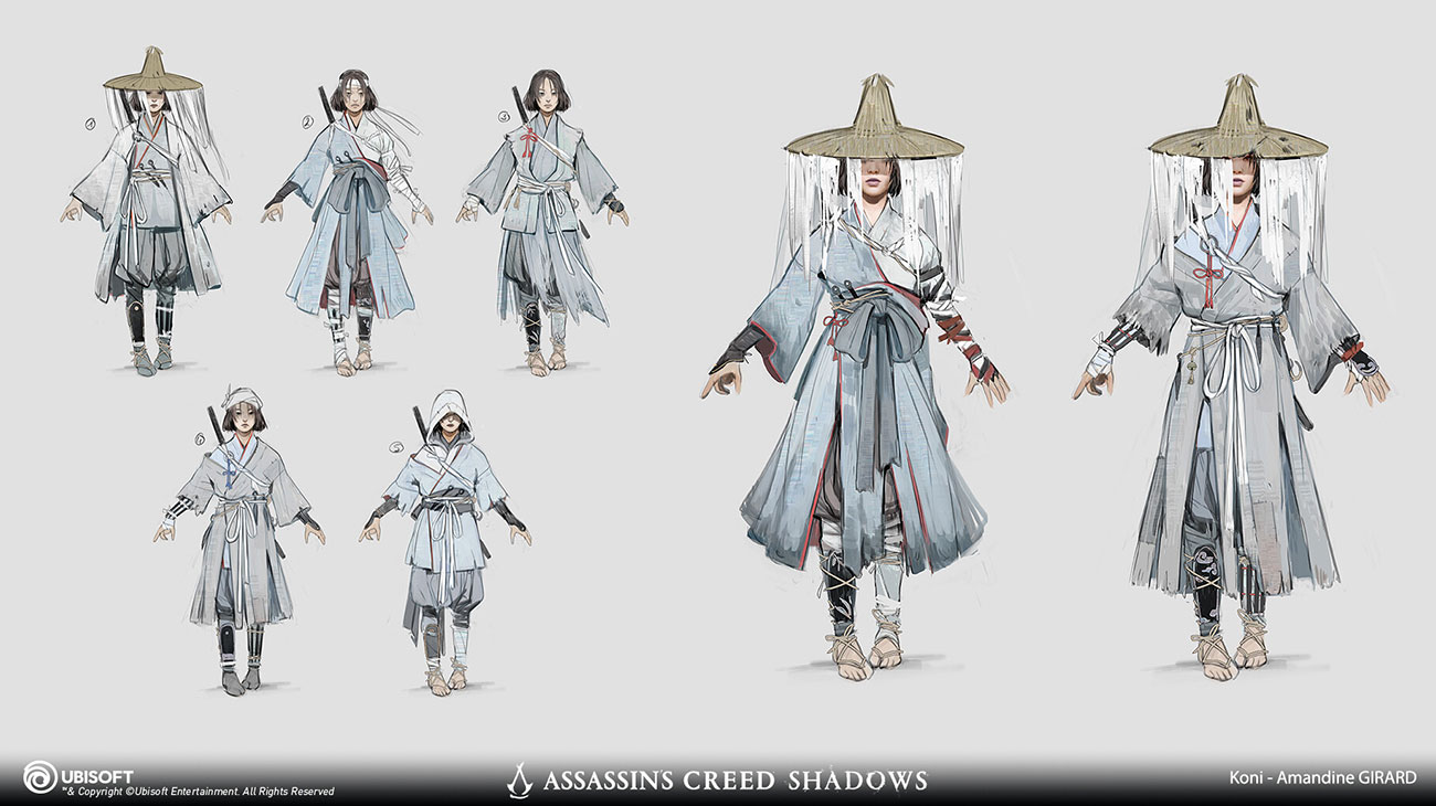 Naoe Onryo Robes Sketches from Assassin's Creed Shadows
