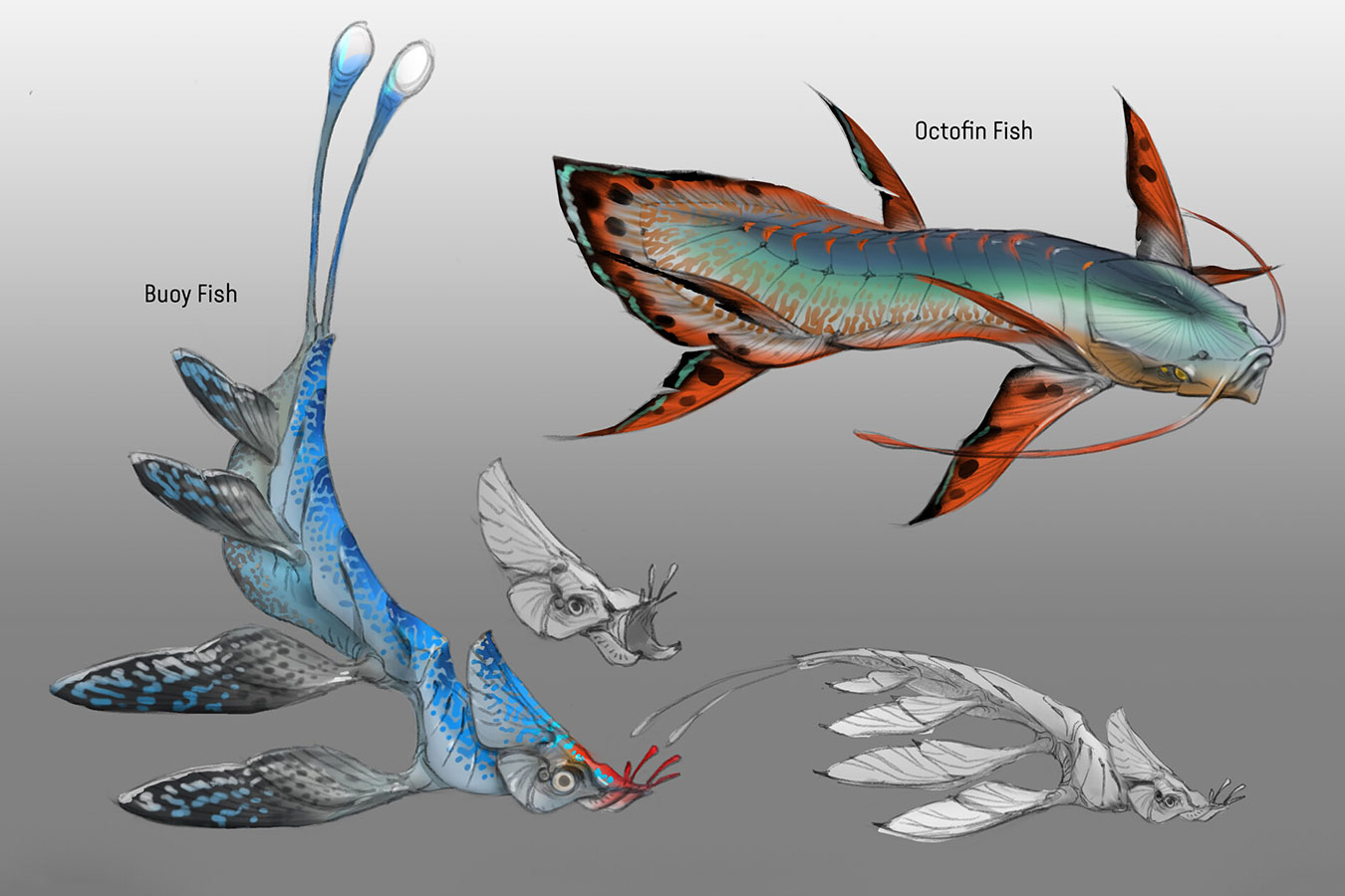 Buoy Fish and Octofin Fish Art from Avatar: Frontiers of Pandora