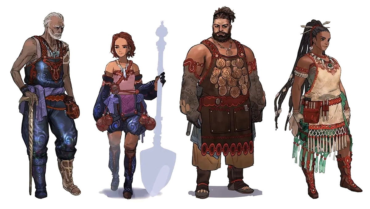 Azuz Villagers Concept Art from Monster Hunter Wilds