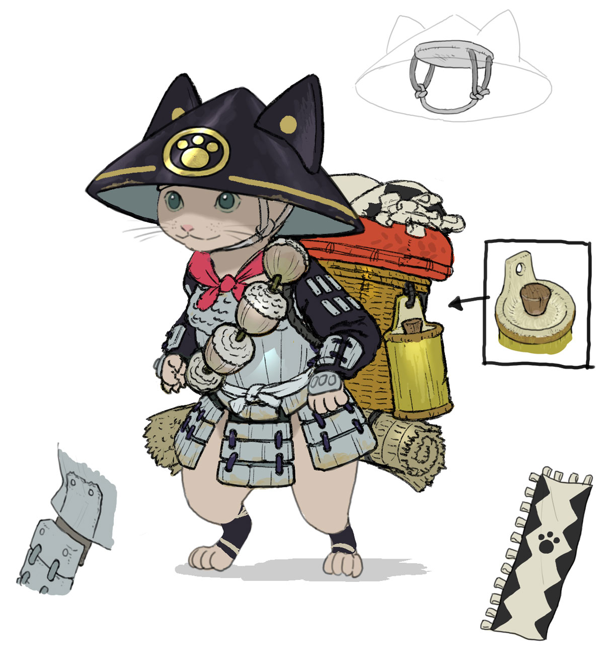 Felyne Ashigaru Set Art from Monster Hunter Wilds