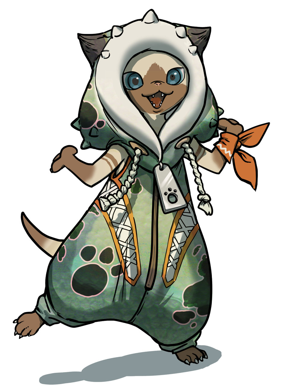 Felyne Chatacabra Set Art from Monster Hunter Wilds