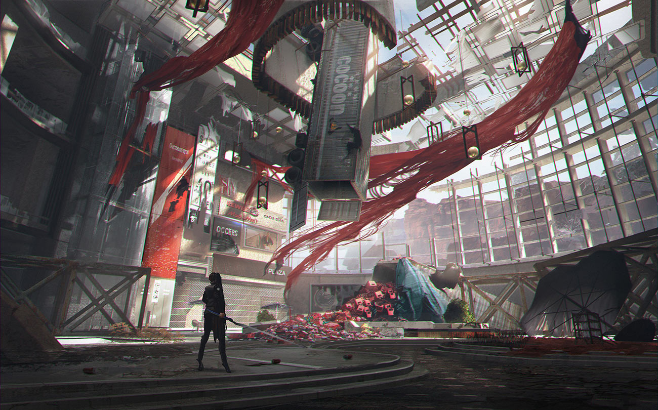 Shopping Center Concept Art from Stellar Blade