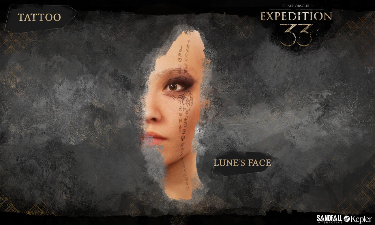Lune Face Tattoo Art from Clair Obscur: Expedition 33