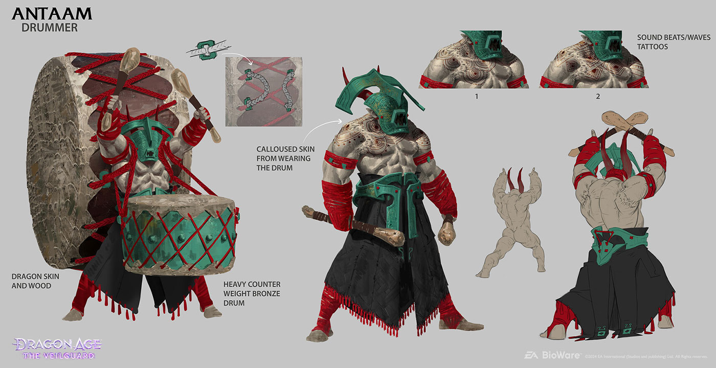 Antaam Drummer Concept Art from Dragon Age: The Veilguard
