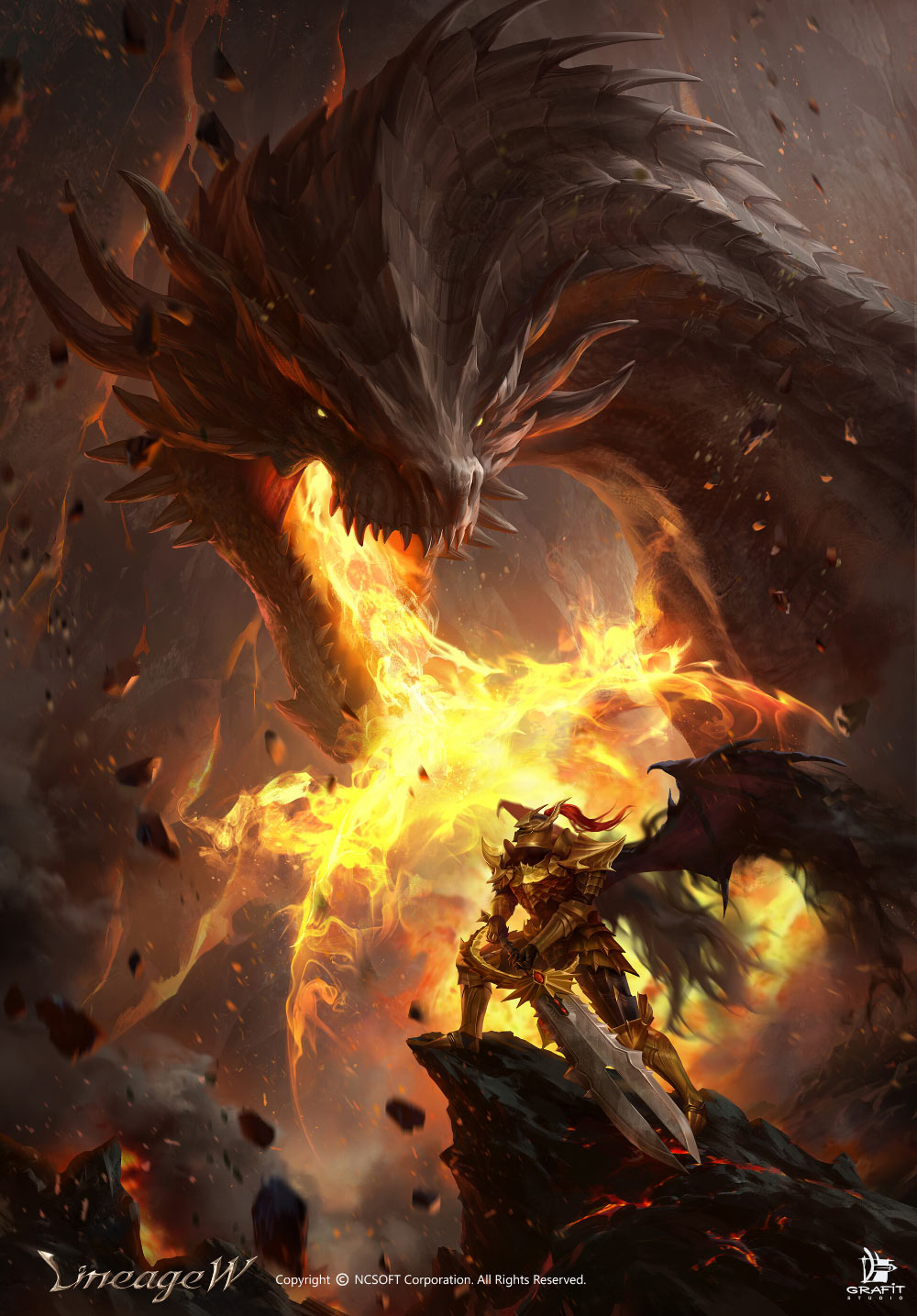Dragonslayer vs. Dragon Illustration from Lineage W