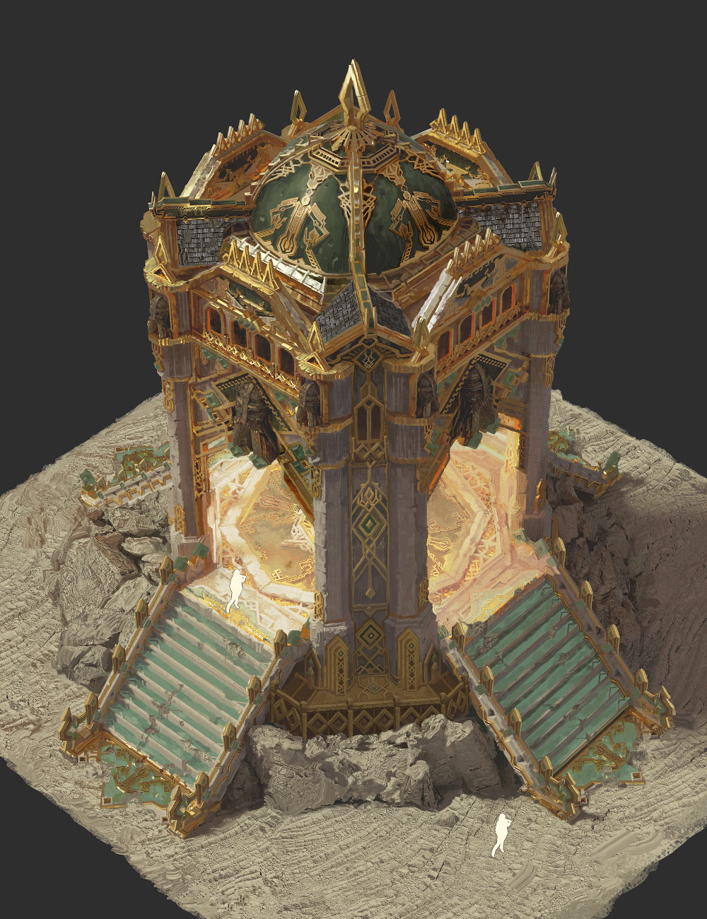 Fire Dragon's Nest Center Concept Art from Lineage W