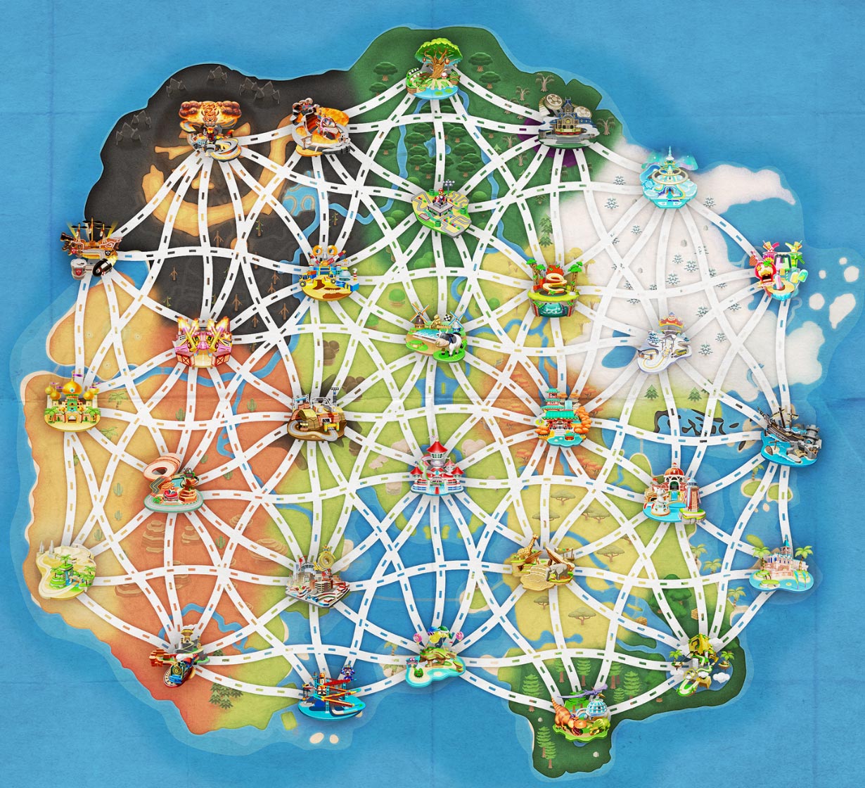 World Map Art from Mario Kart World