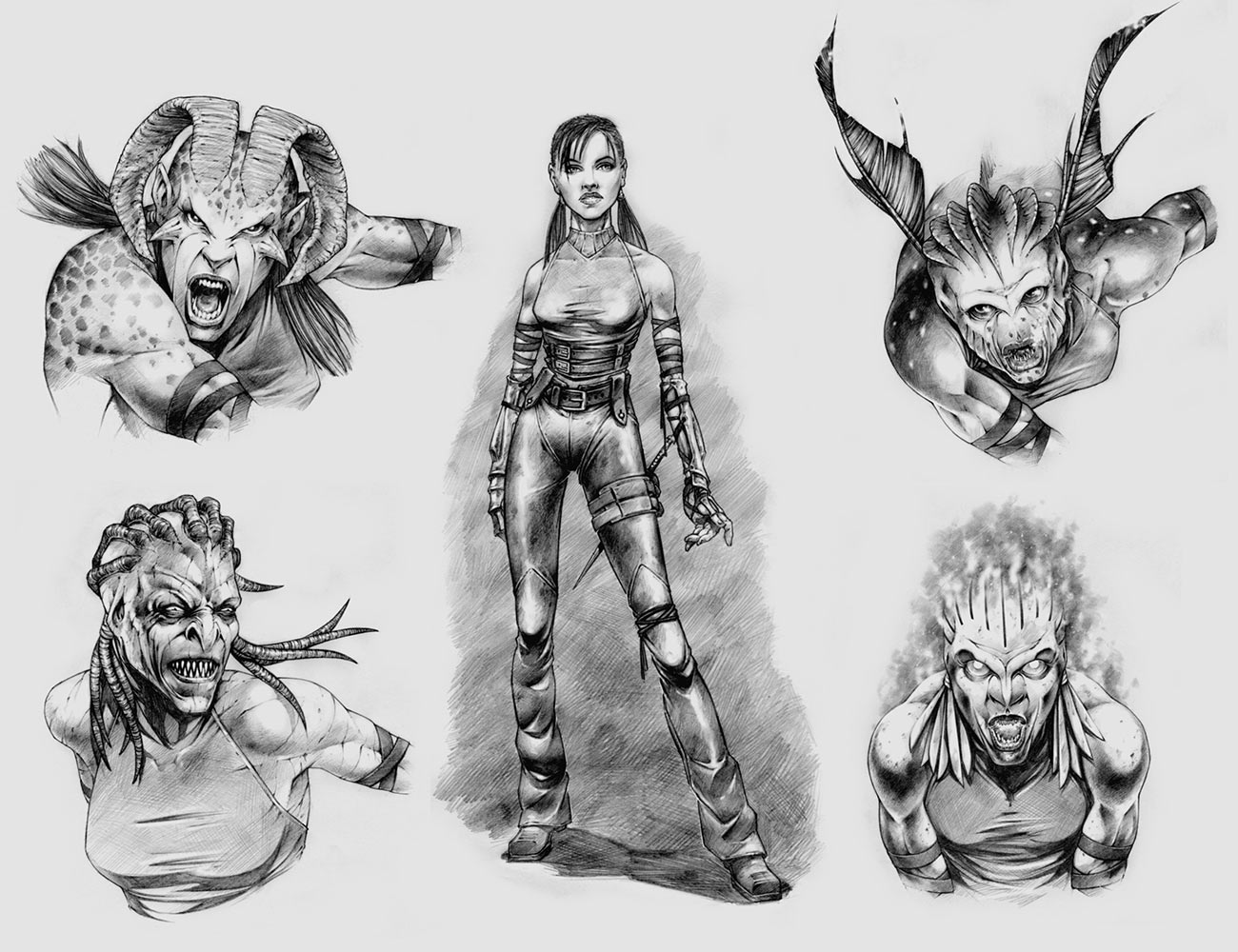 Jen and Demon Forms Concept Art from Primal