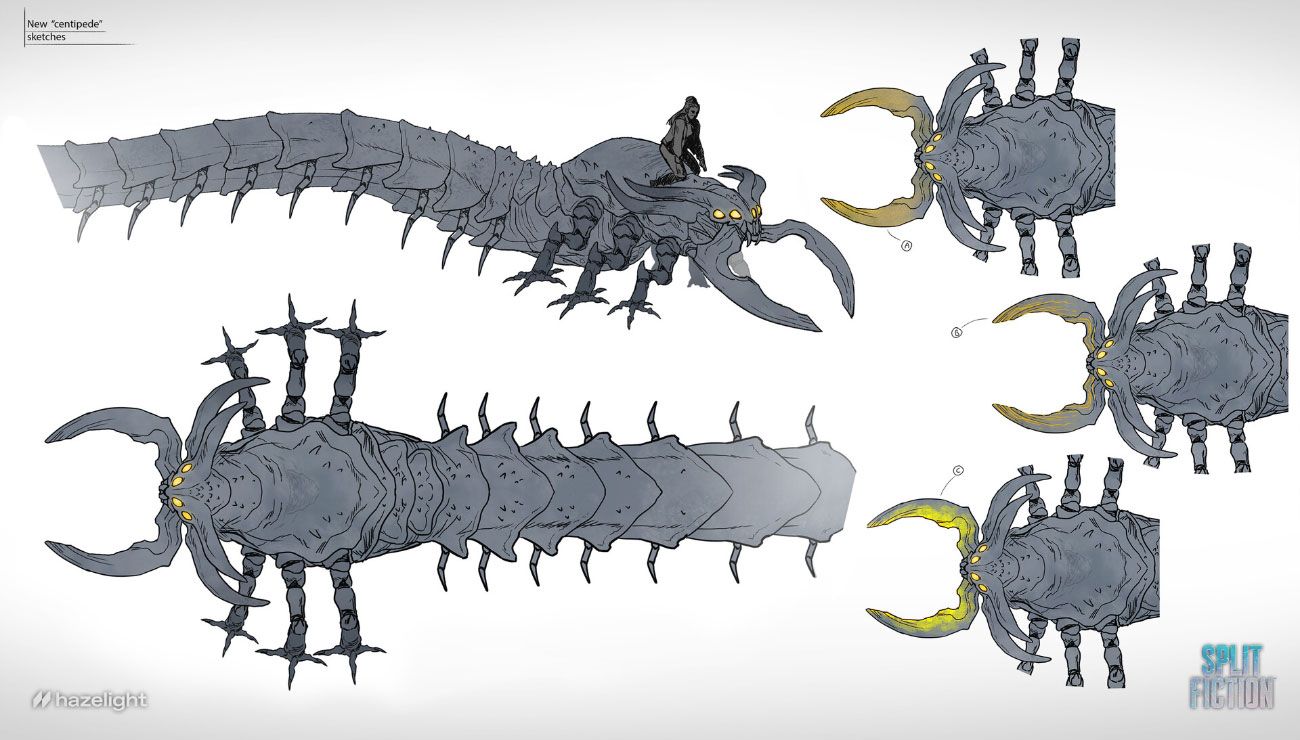 Centipede Sketches from Split Fiction