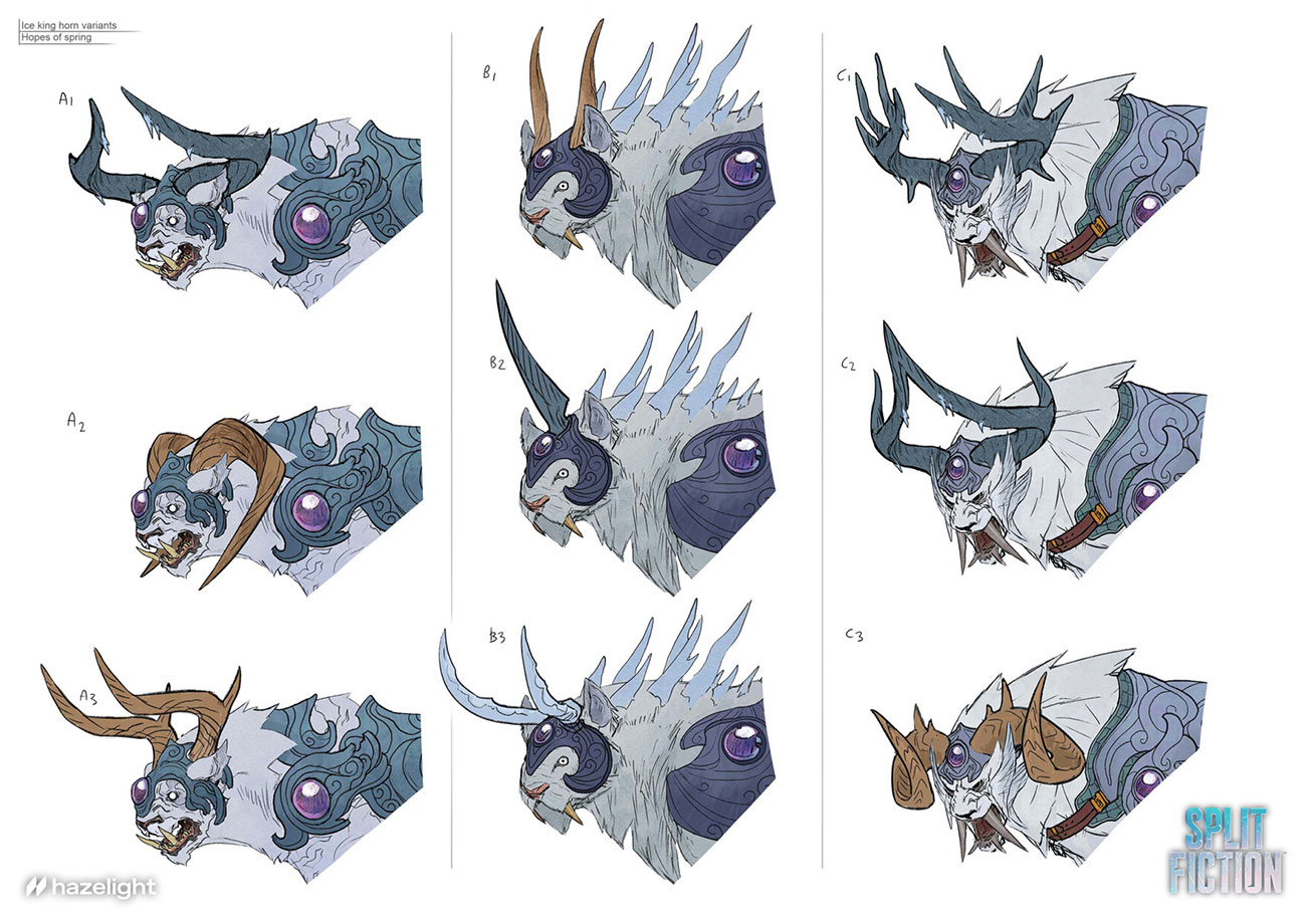 Ice King Horn Variants Art from Split Fiction