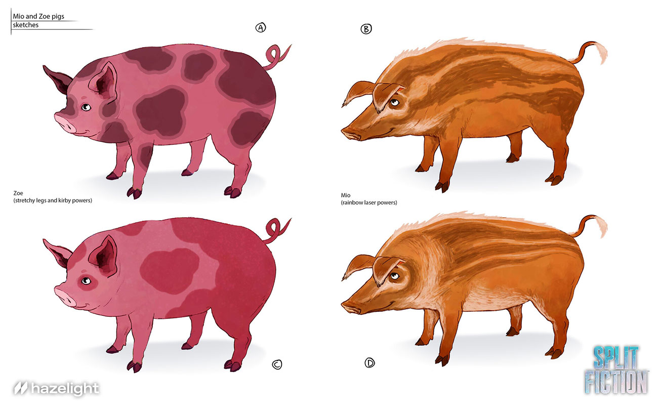 Mio and Zoe Pigs Concept Art from Split Fiction