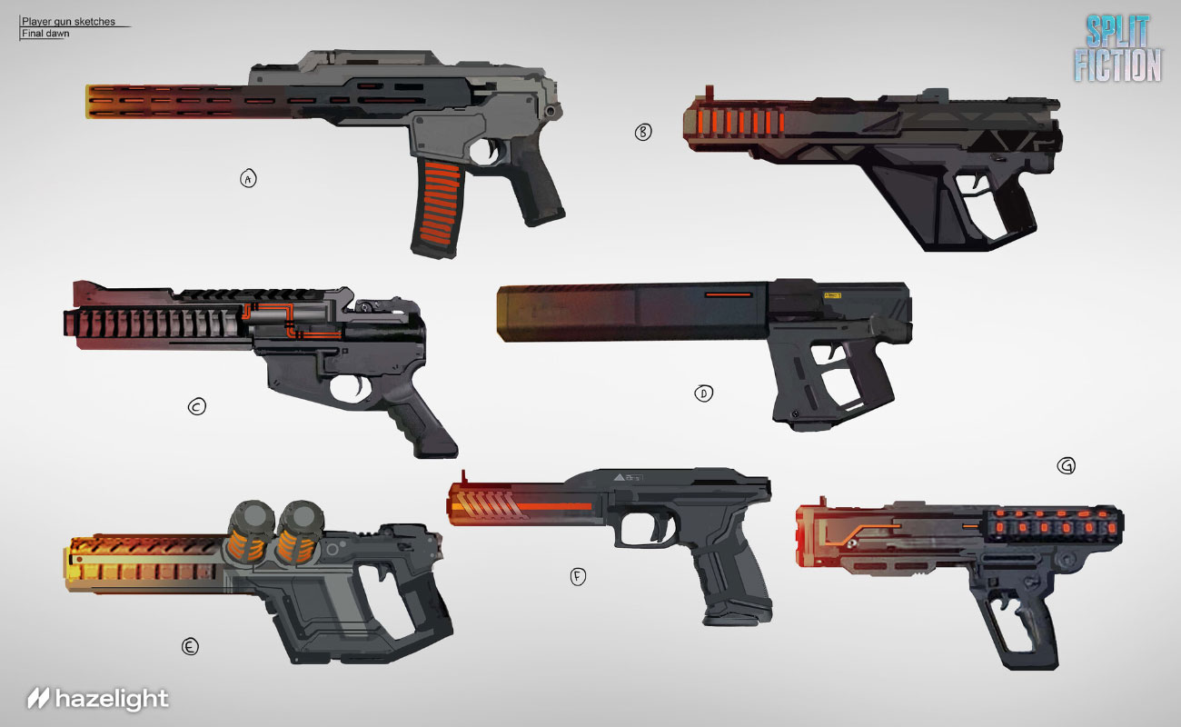 Player Gun Sketches from Split Fiction