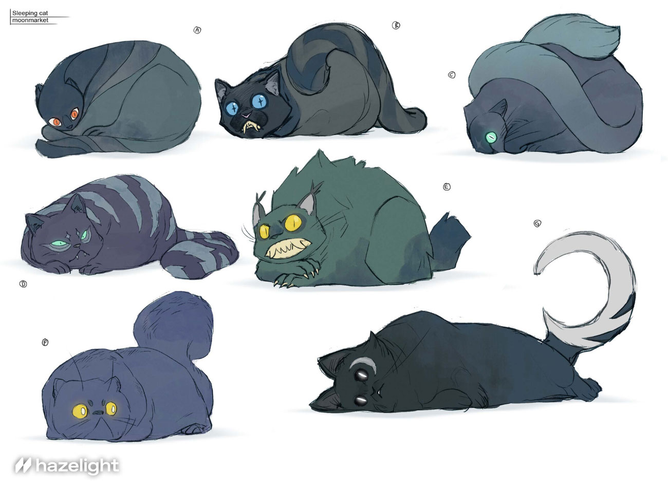 Sleeping Cat Sketches from Split Fiction