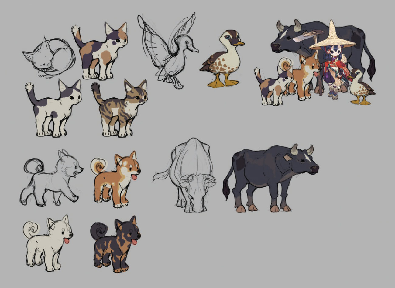 Animals Concepts from Sakuna: Of Rice and Ruin