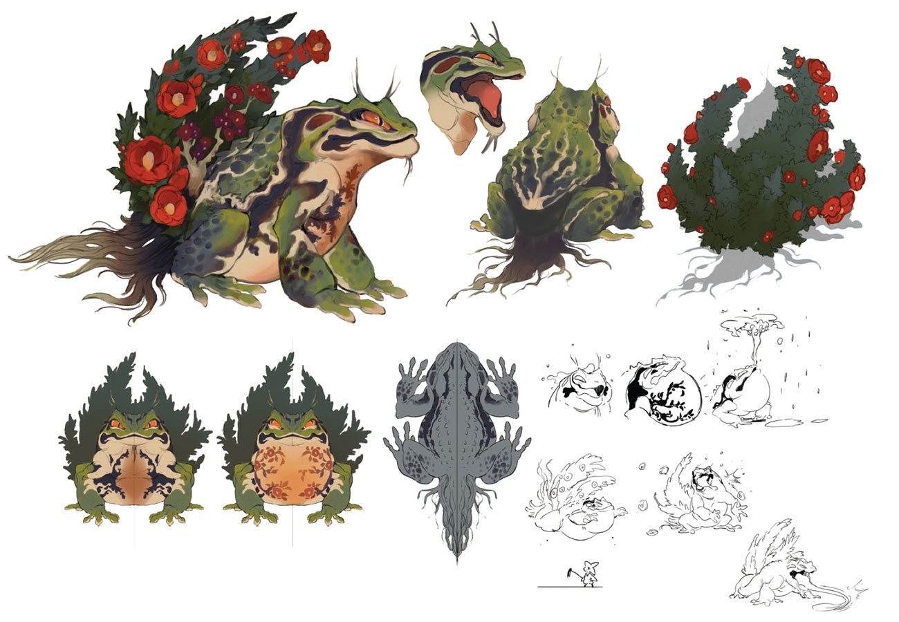 Camellia Toad Concept Art from Sakuna: Of Rice and Ruin