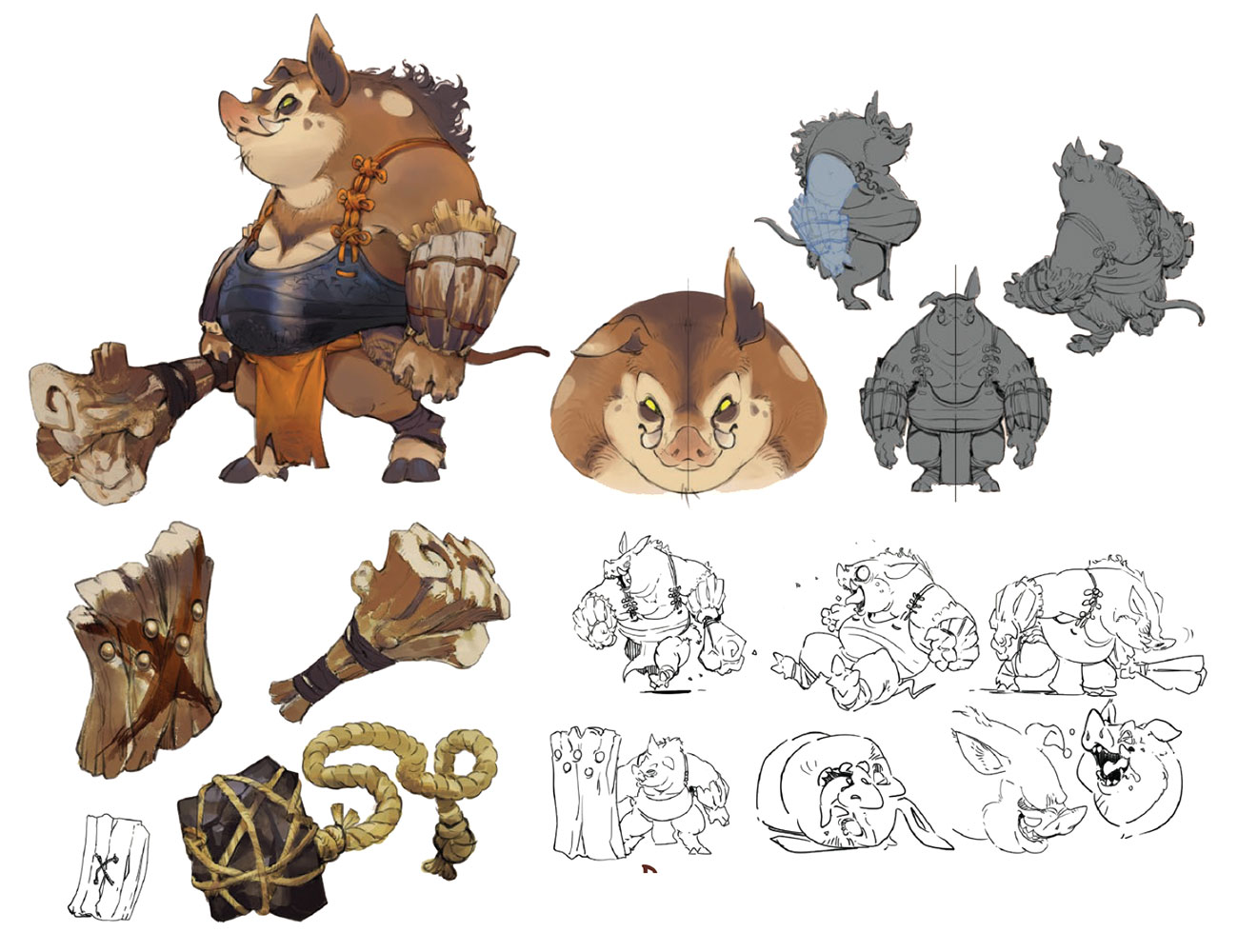Pig Concept Art from Sakuna: Of Rice and Ruin