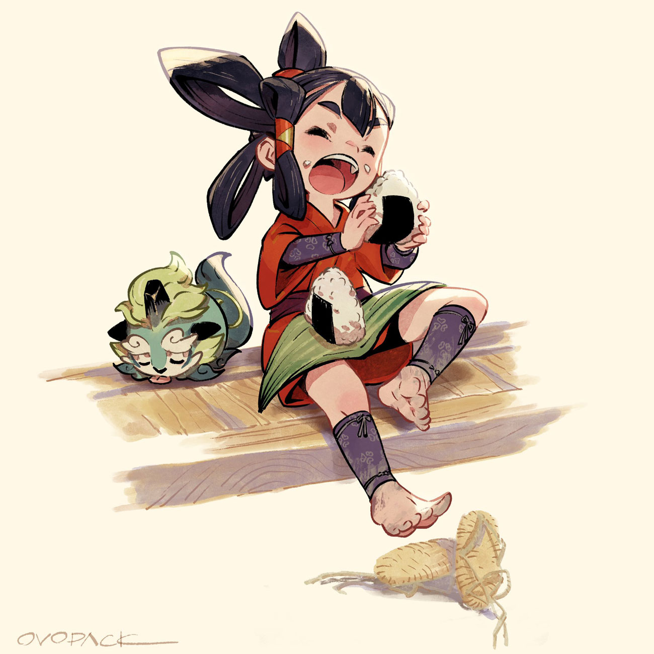 Sakuna and Tama Art from Sakuna: Of Rice and Ruin