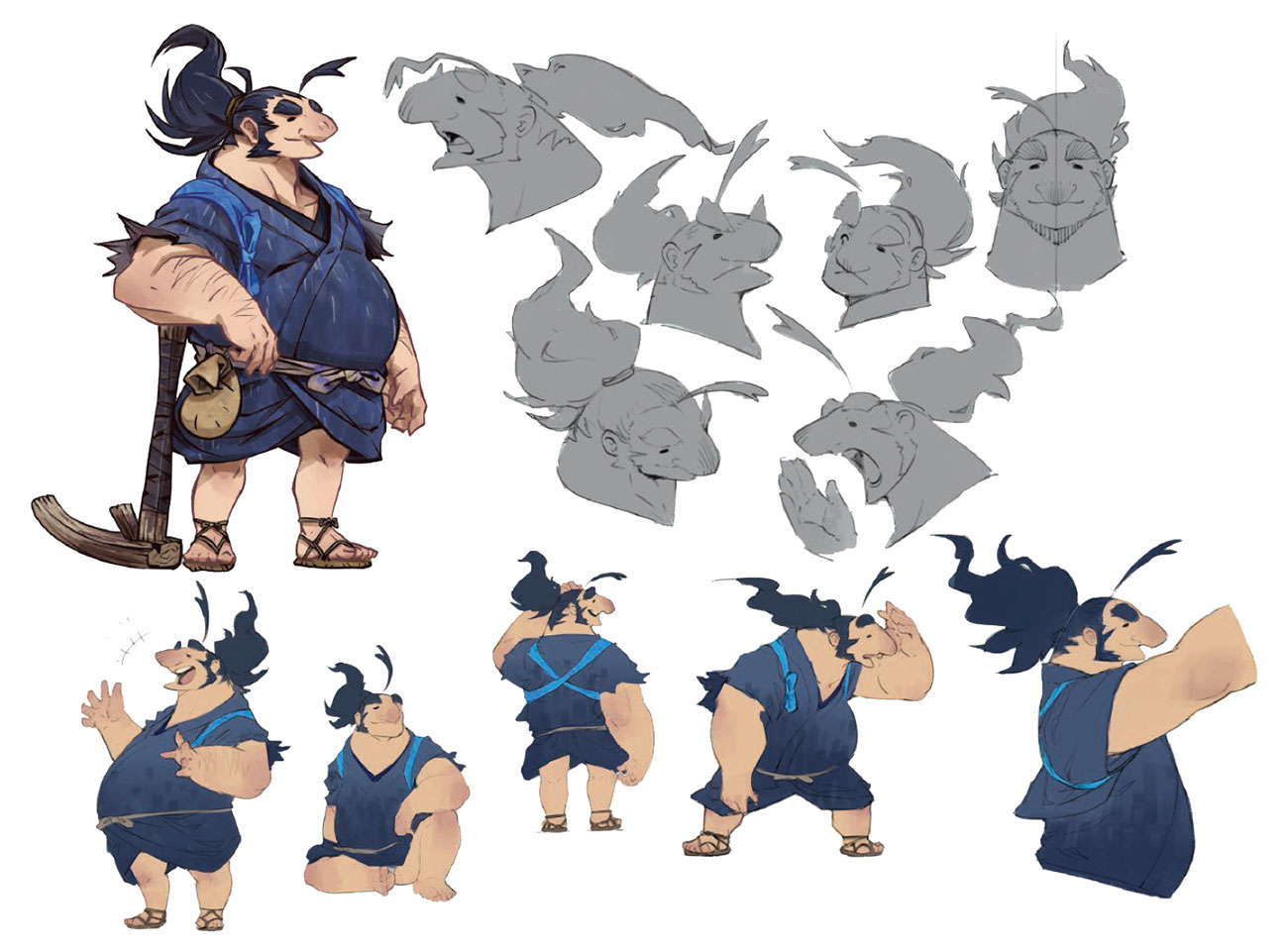 Tauemon Concept Art from Sakuna: Of Rice and Ruin