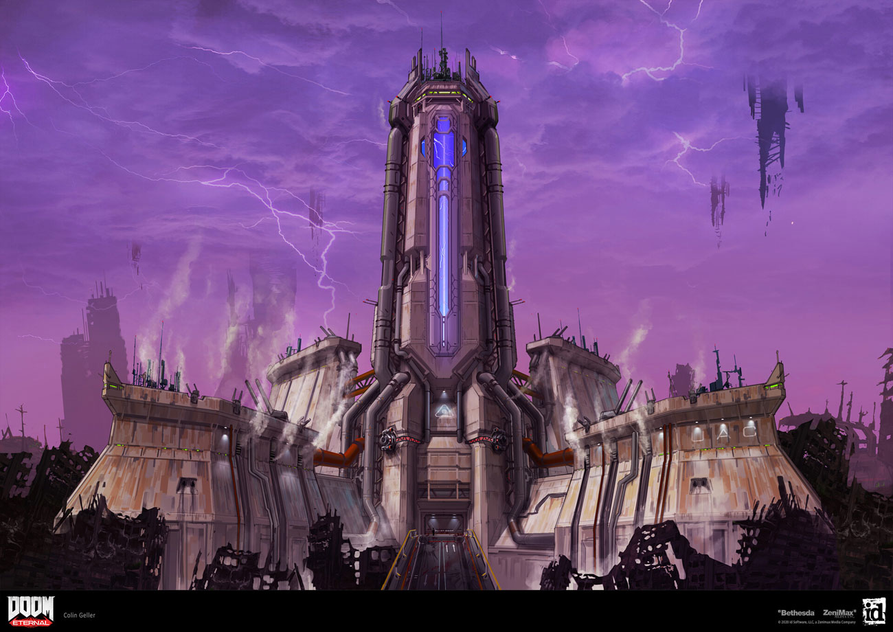 Arc Facility Tower Art from Doom Eternal