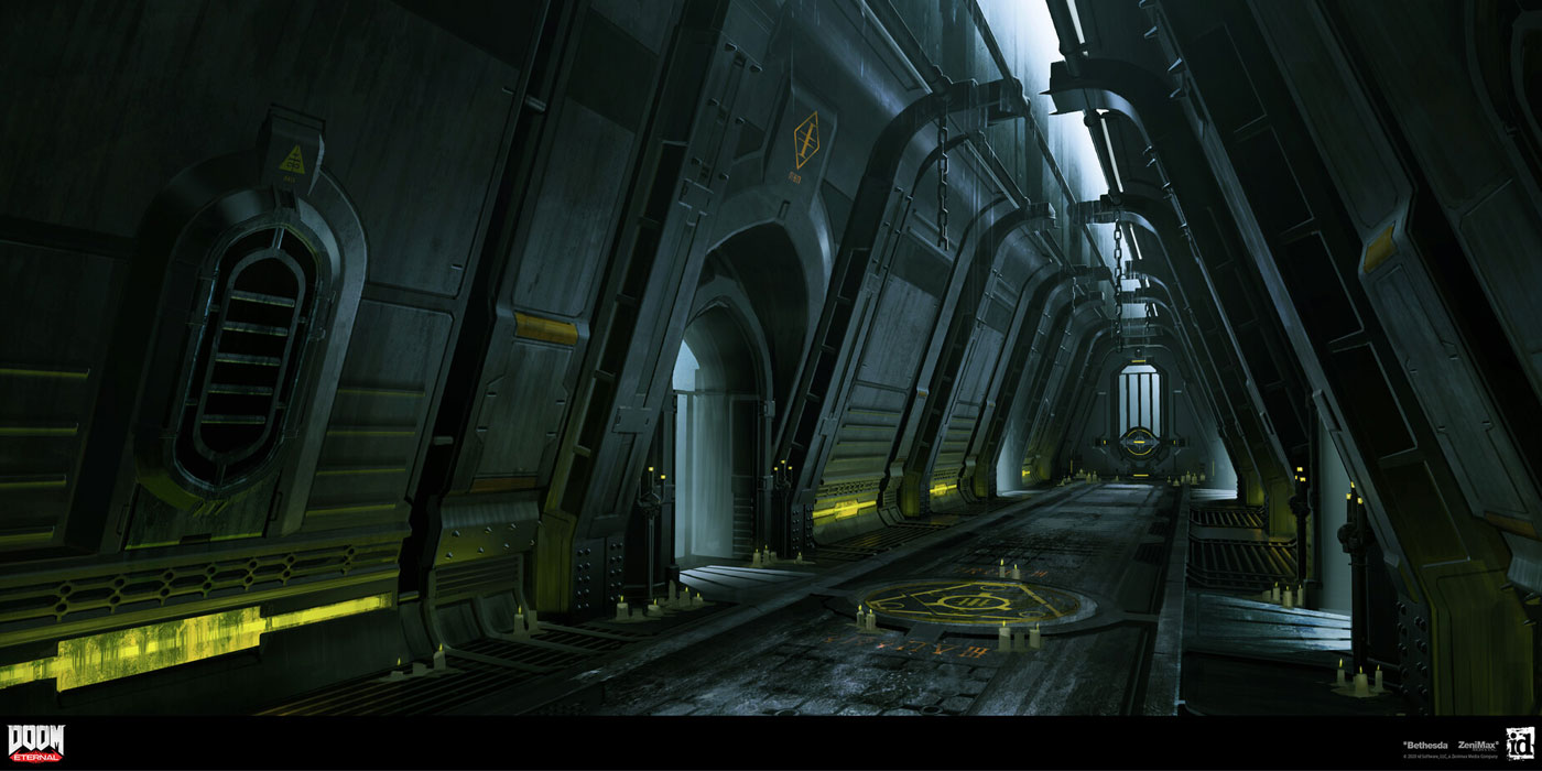 Cultist Hallway Art from Doom Eternal