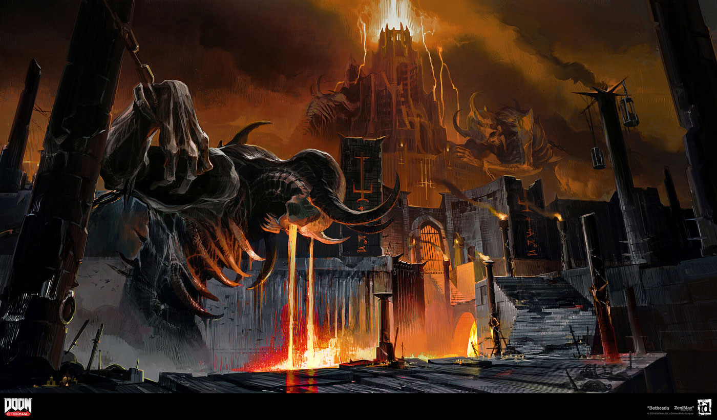 Hell Tower of Babel Art from Doom Eternal
