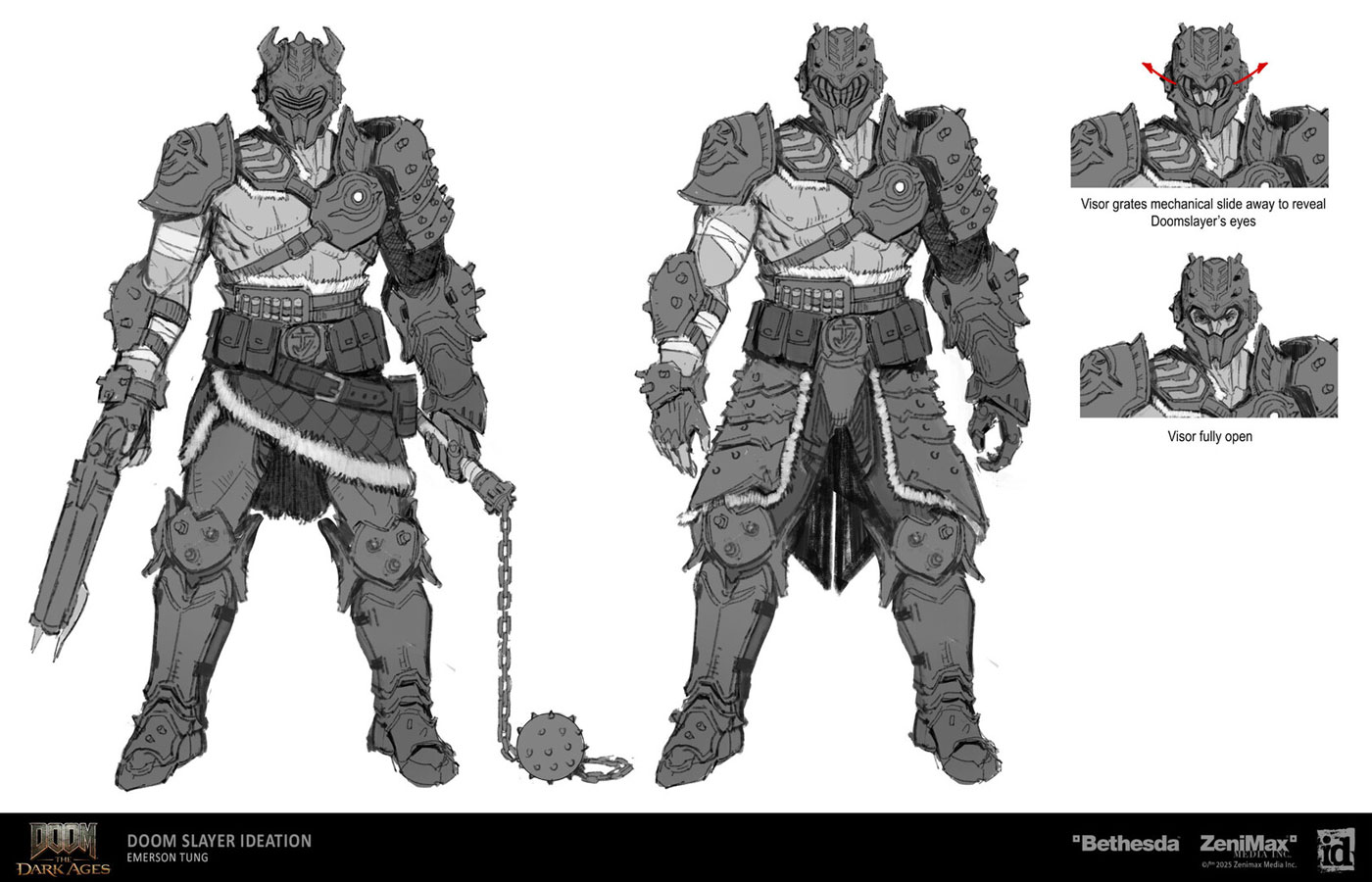 Doom Slayer Concept Sketches (Flail) from Doom: The Dark Ages