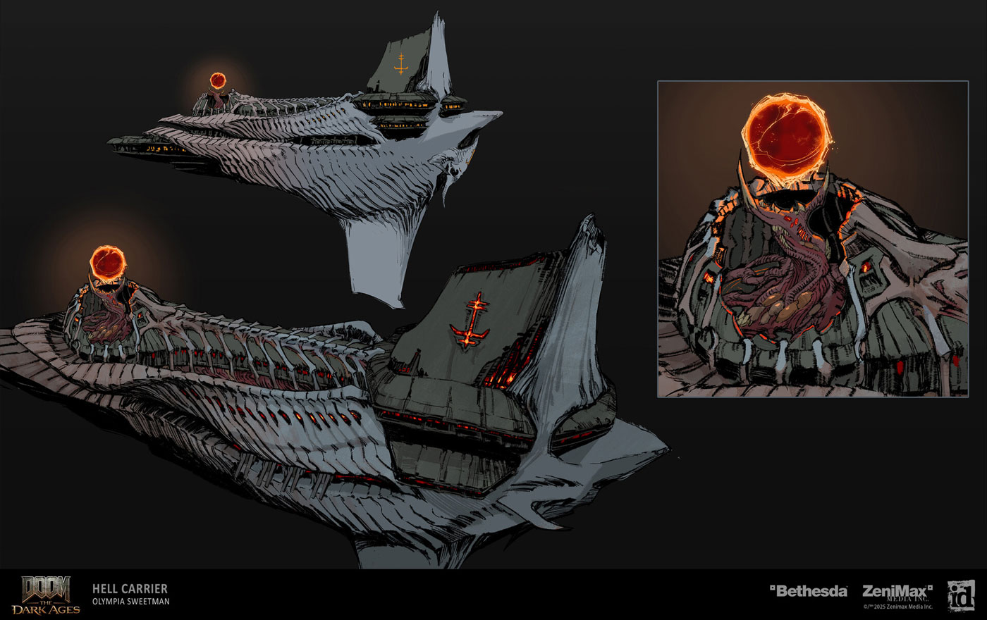 Hell Carrier Landing Concept Art from Doom: The Dark Ages