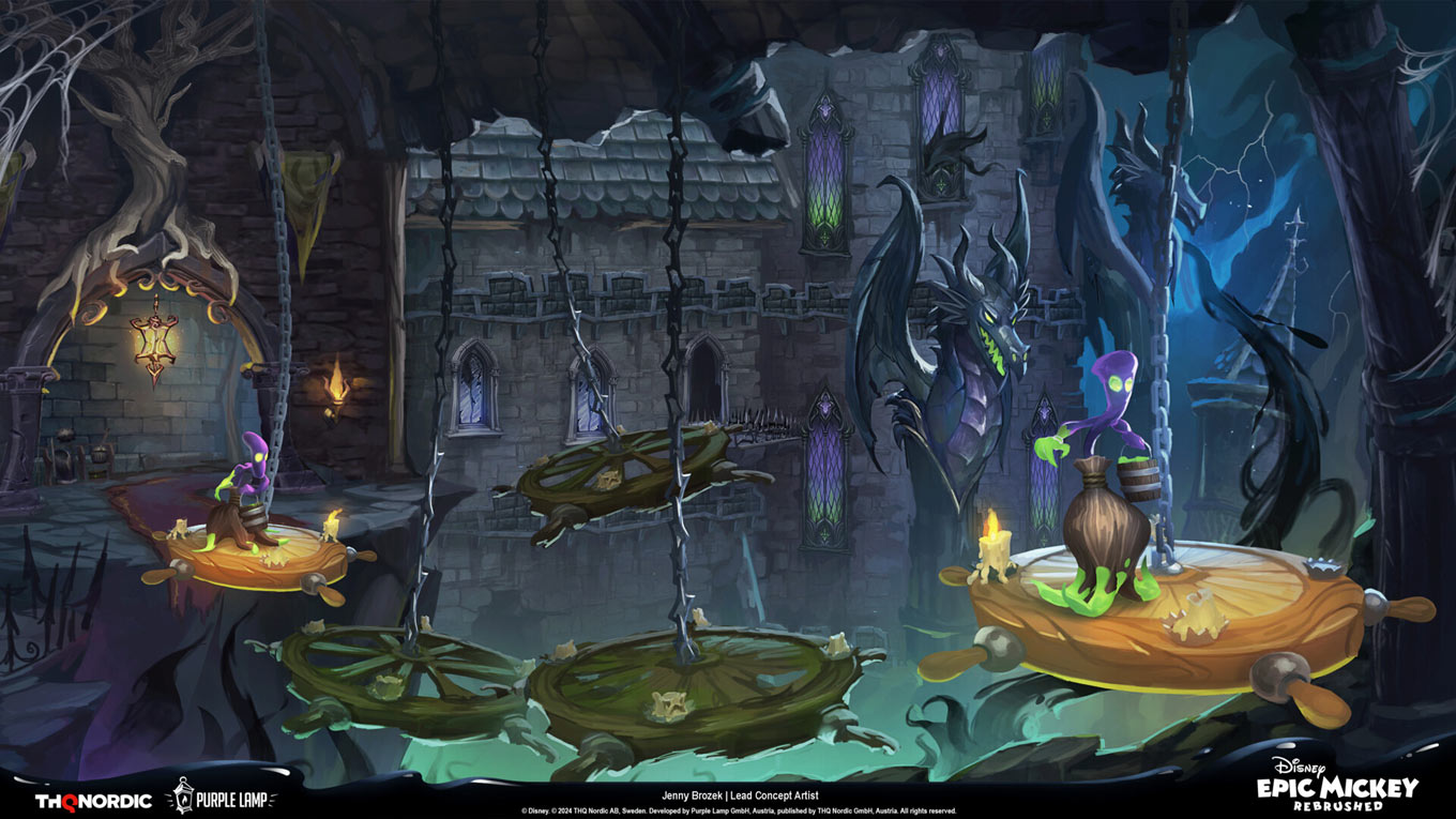 Dark Beauty Castle Platforms Art from Epic Mickey: Rebrushed