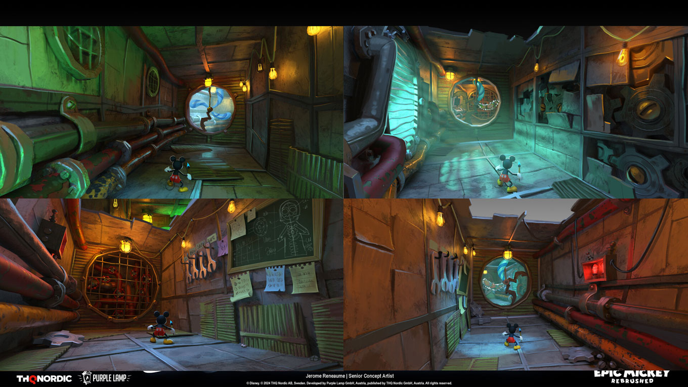 Maintenance Corridor Art from Epic Mickey: Rebrushed