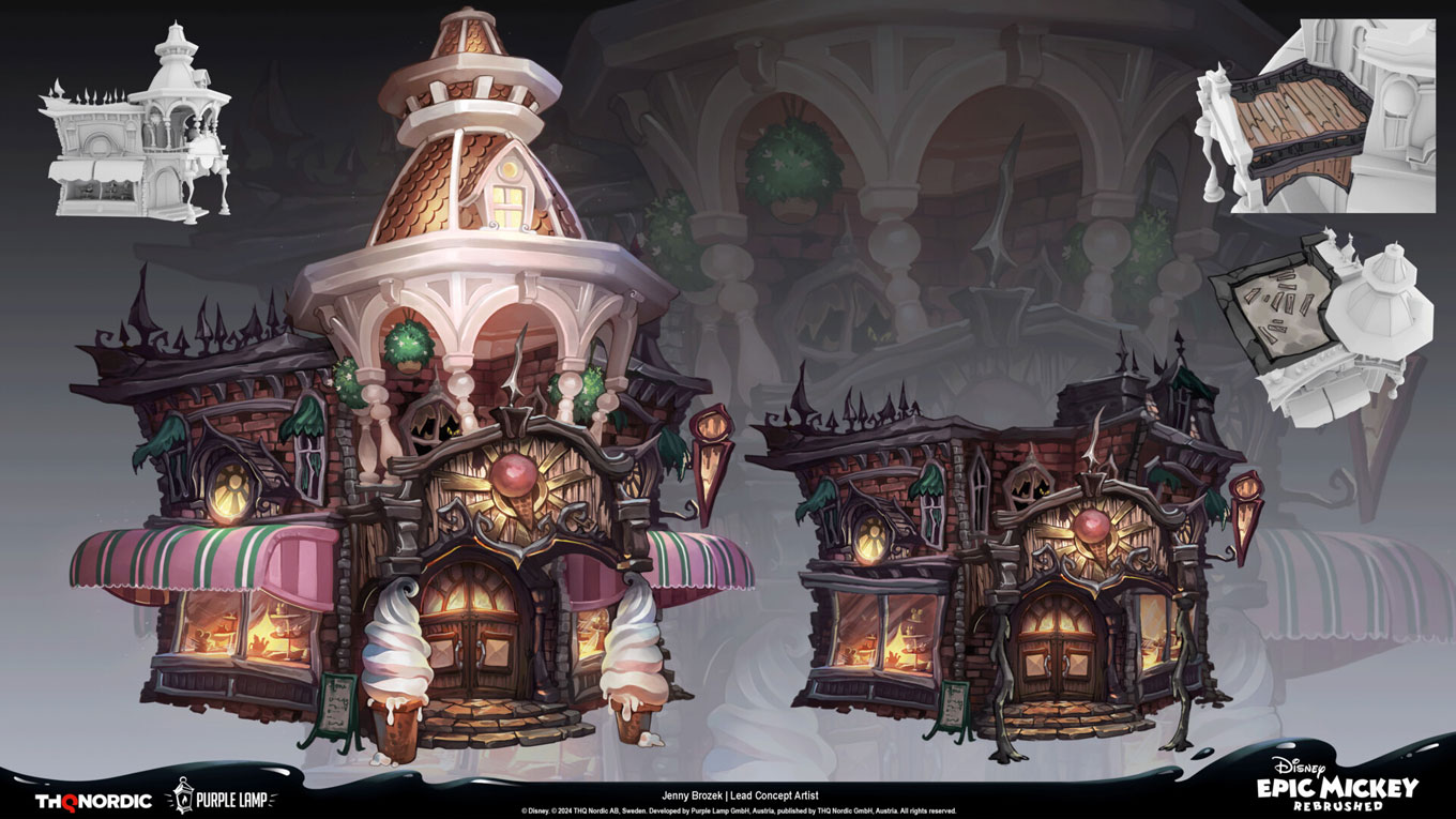 Mean Street Ice Cream Parlor Art from Epic Mickey: Rebrushed