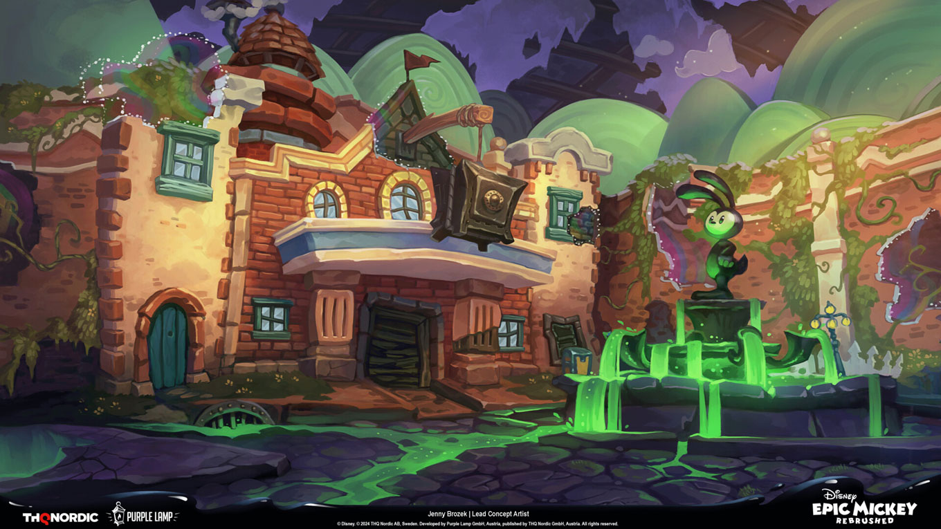 Oswald Fountain Art from Epic Mickey: Rebrushed