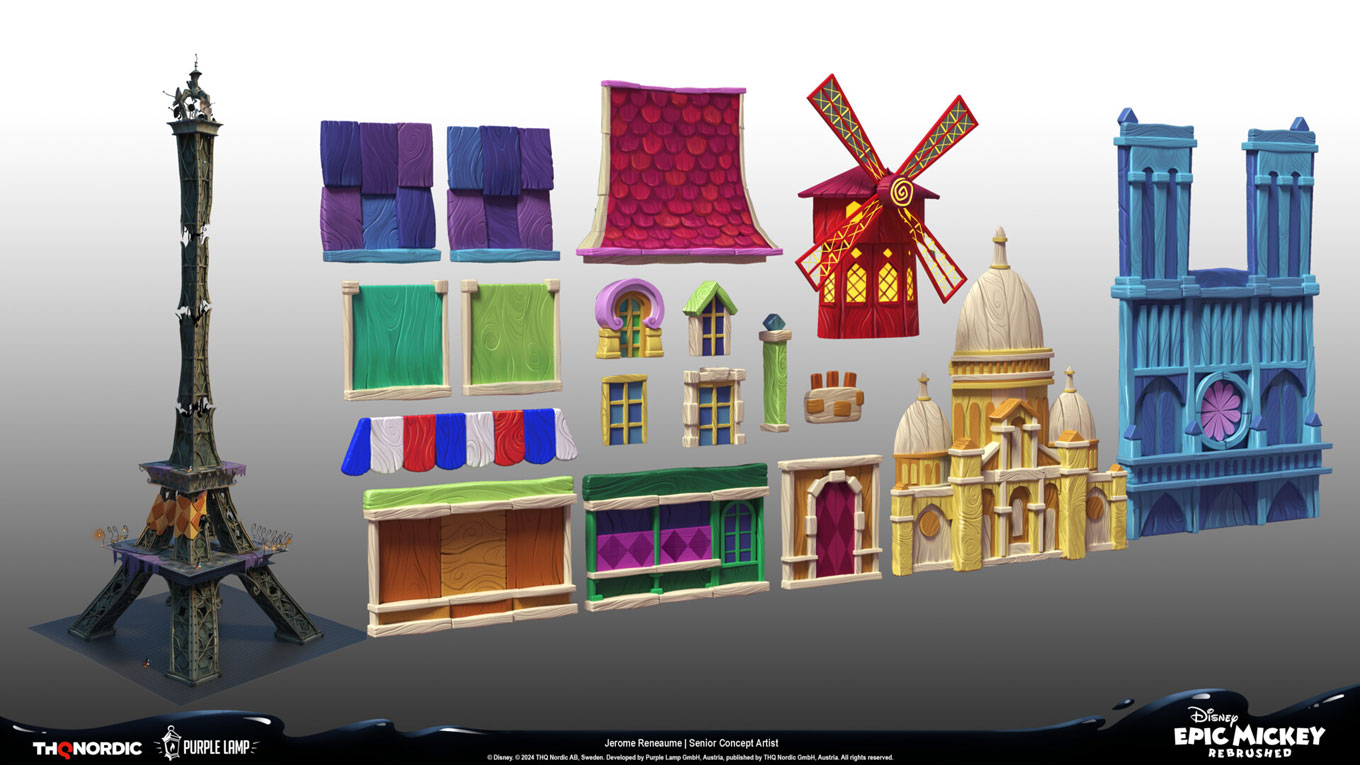Paris Set Dressing Art from Epic Mickey: Rebrushed