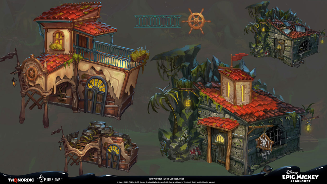 Pirates of the Wasteland Houses Art from Epic Mickey: Rebrushed